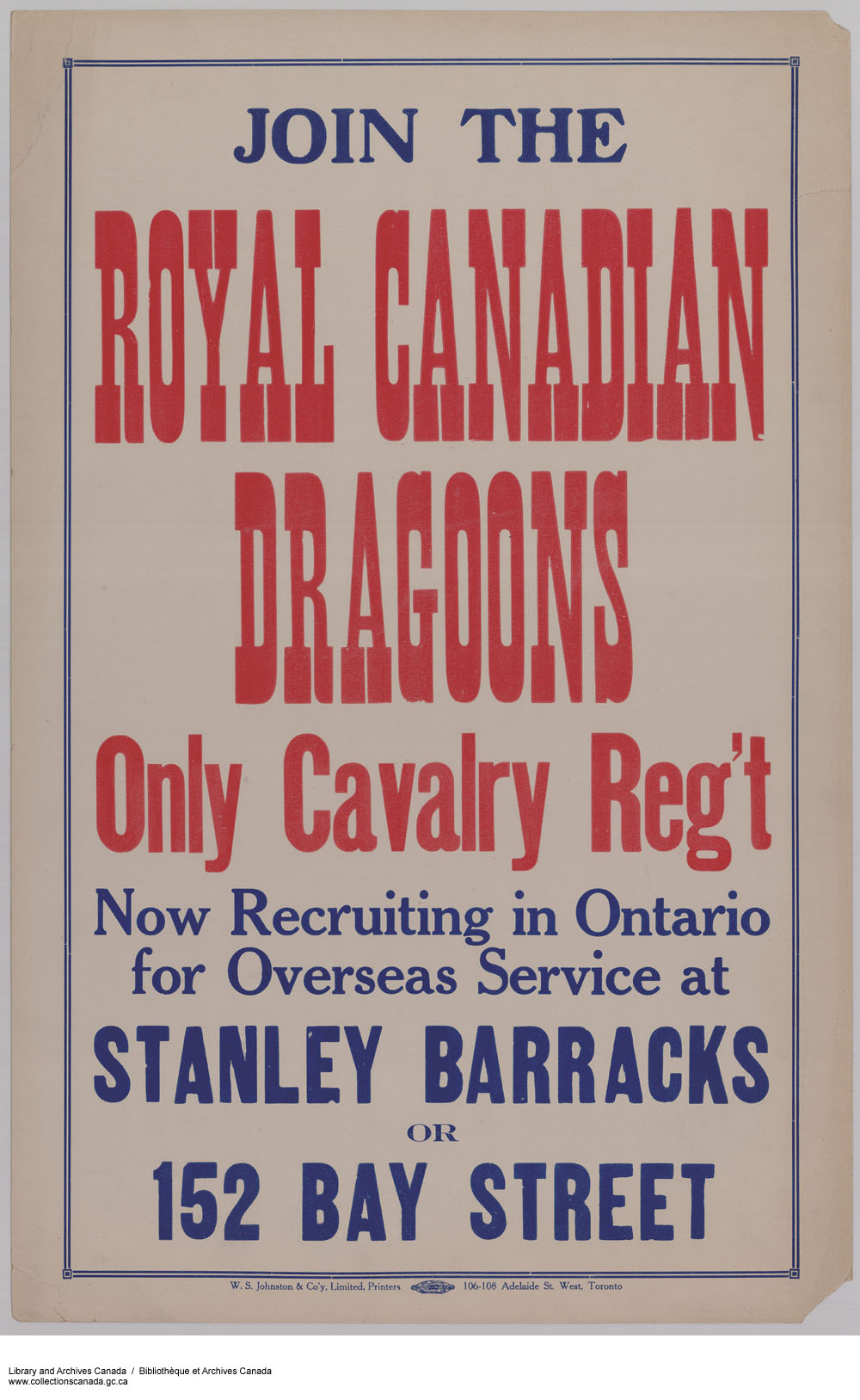 Dragoons Recruiting Poster, WWI